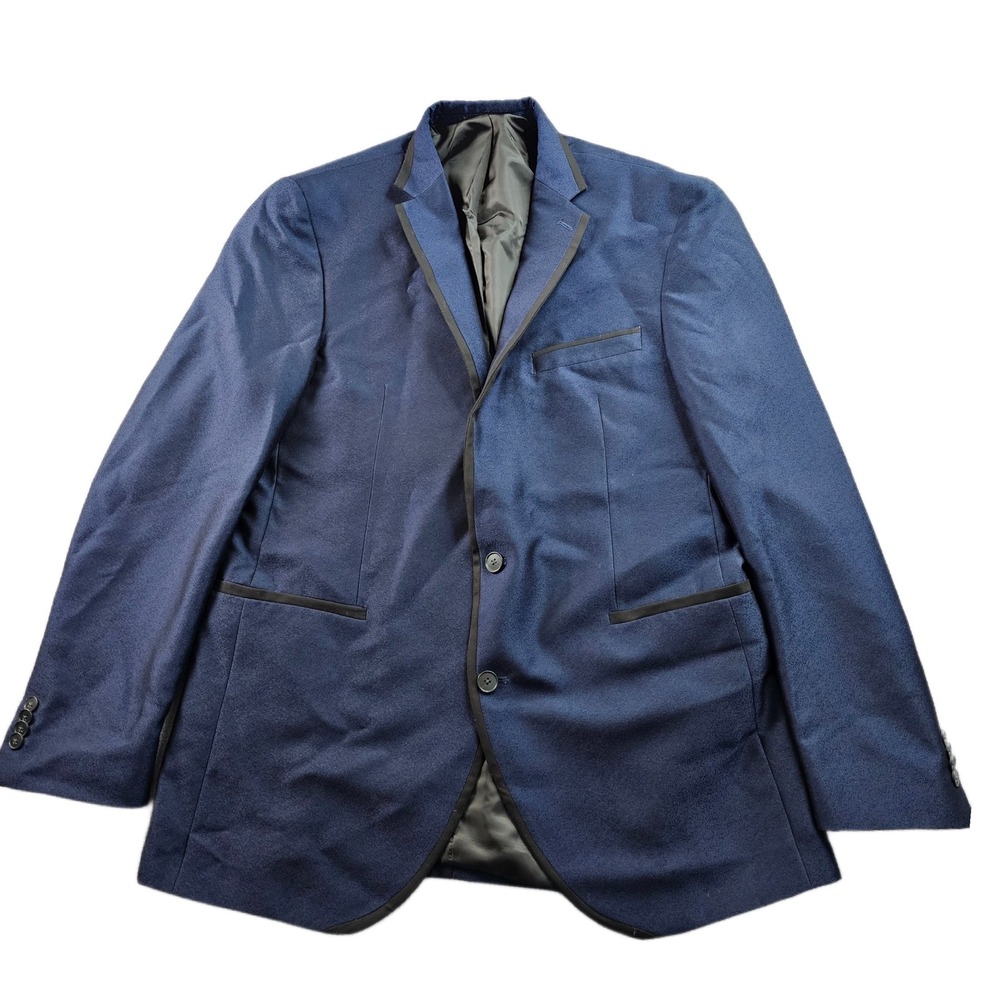 Kenneth Cole New York Blazer Jacket Mens 44L Blue Formal Oxford Single‎ Breasted